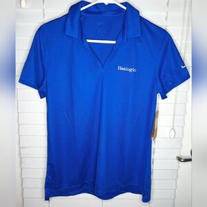 NWT Nike Women's POLO Size M Blue Logo "Healogics" Dri-Fit